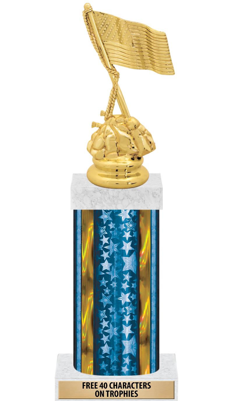 14"BLUE/GD-STARS-GD FIG/SQUARE