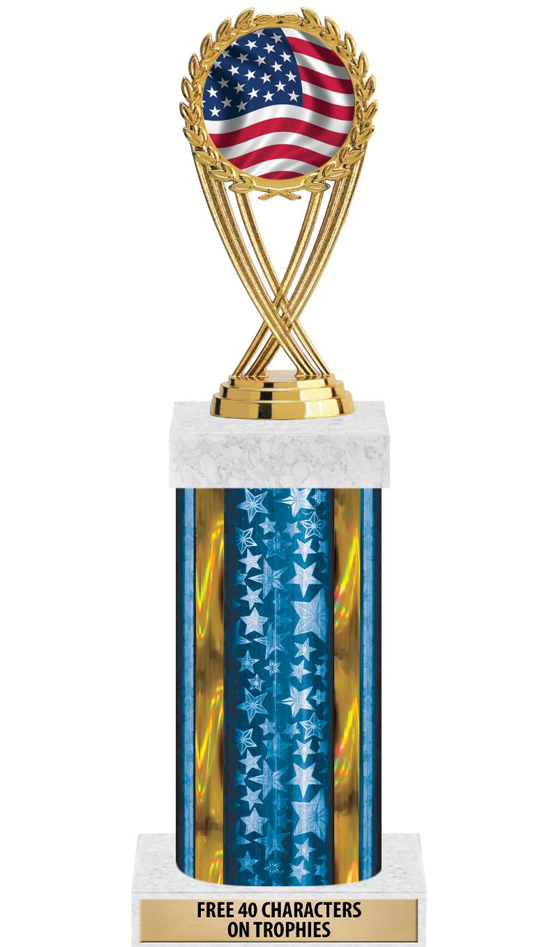 14"BLUE/GD-STARS-GD FIG/SQUARE