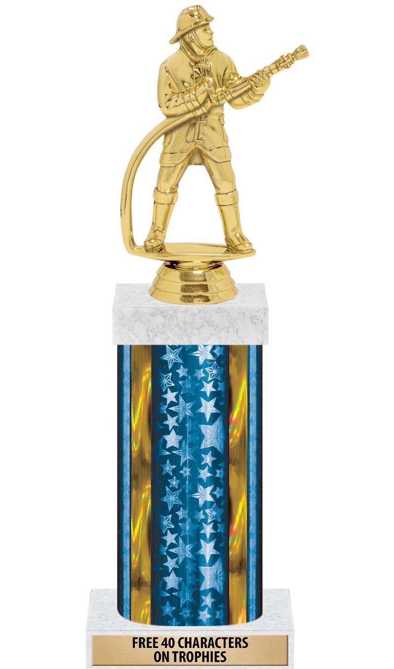 14"BLUE/GD-STARS-GD FIG/SQUARE