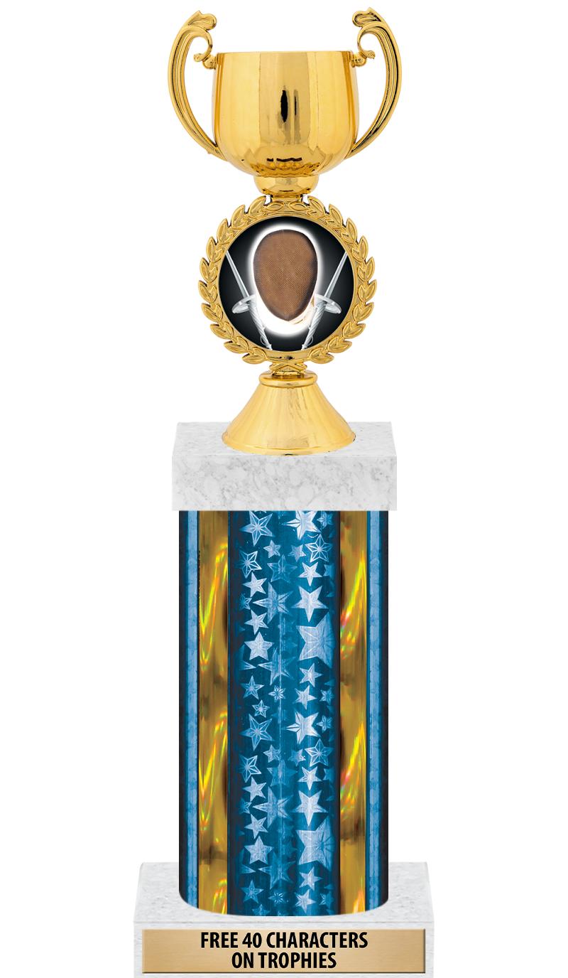 14"BLUE/GD-STARS-GD FIG/SQUARE