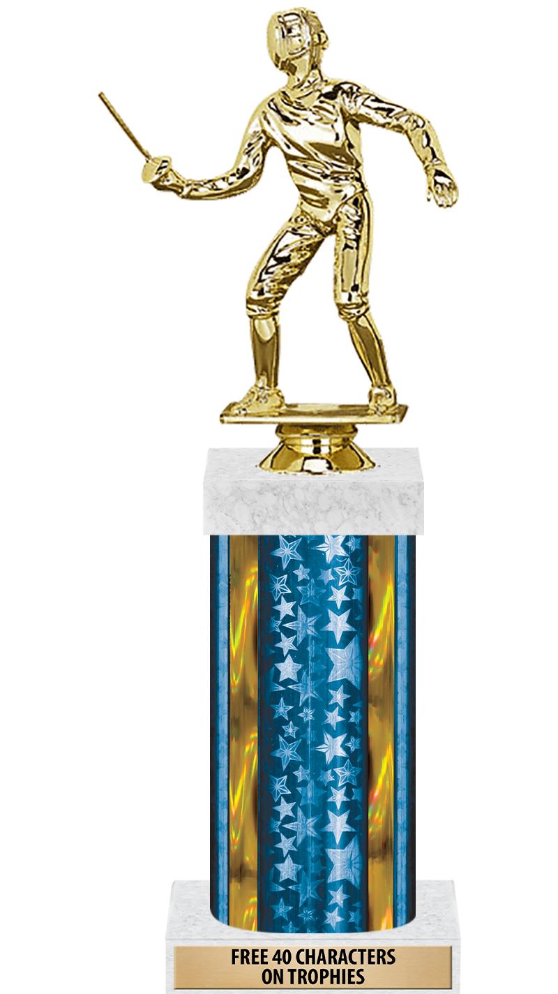 14"BLUE/GD-STARS-GD FIG/SQUARE