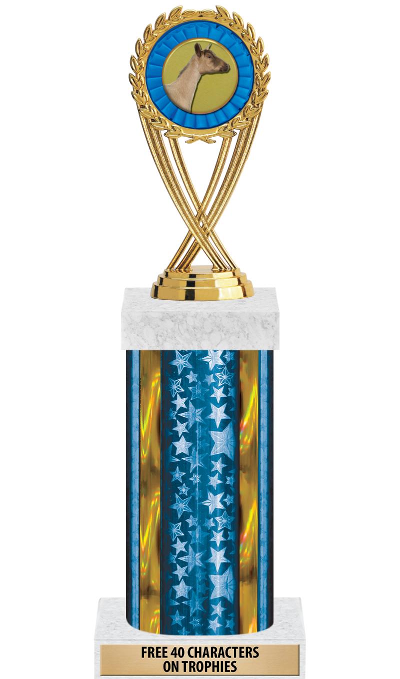 14"BLUE/GD-STARS-GD FIG/SQUARE