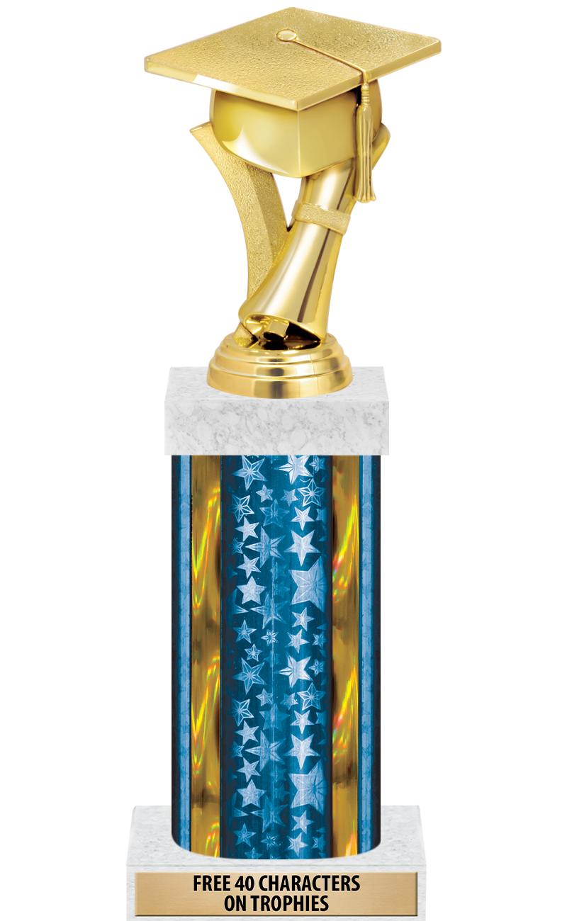 14"BLUE/GD-STARS-GD FIG/SQUARE