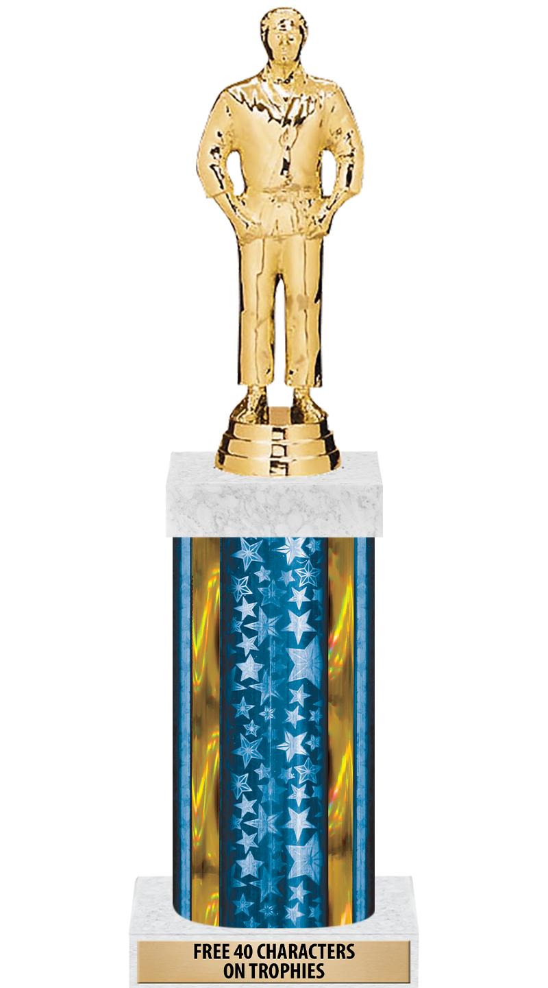 14"BLUE/GD-STARS-GD FIG/SQUARE