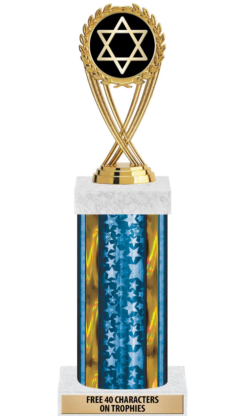 14"BLUE/GD-STARS-GD FIG/SQUARE