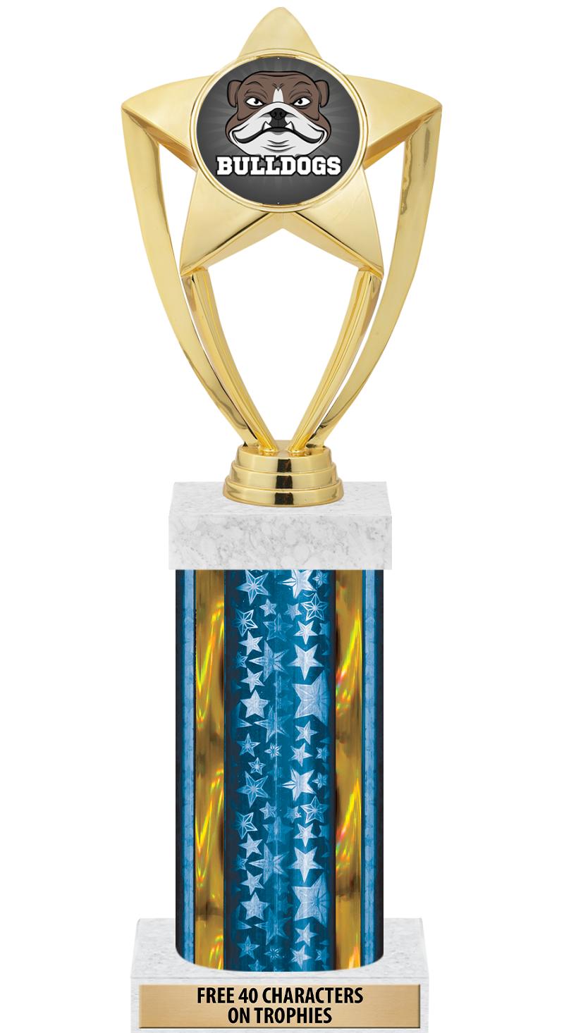 14"BLUE/GD-STARS-GD FIG/SQUARE