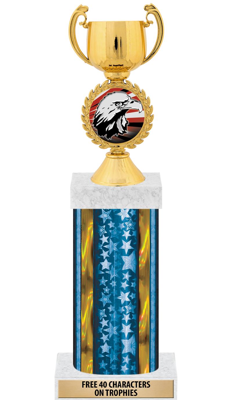 14"BLUE/GD-STARS-GD FIG/SQUARE