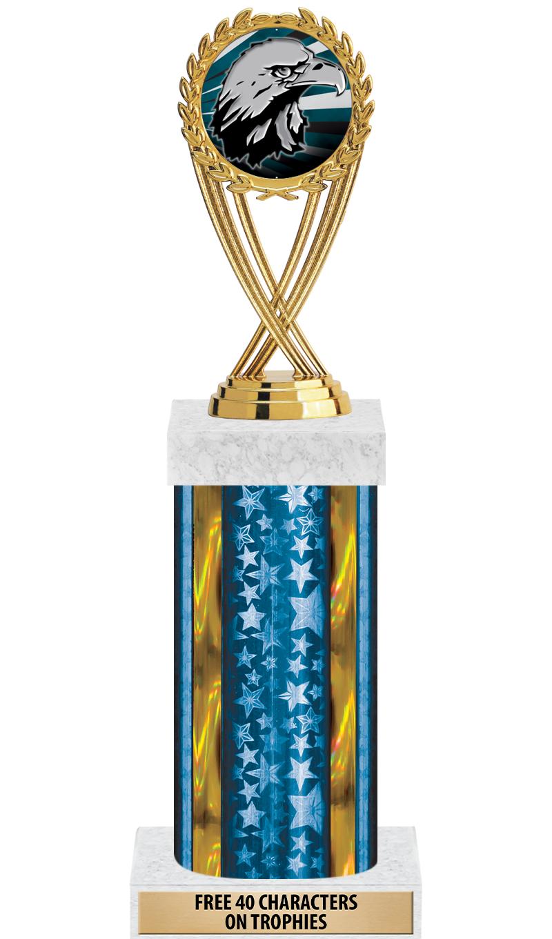 14"BLUE/GD-STARS-GD FIG/SQUARE