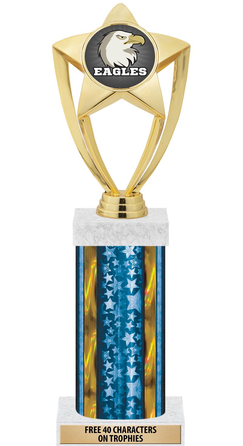 14"BLUE/GD-STARS-GD FIG/SQUARE