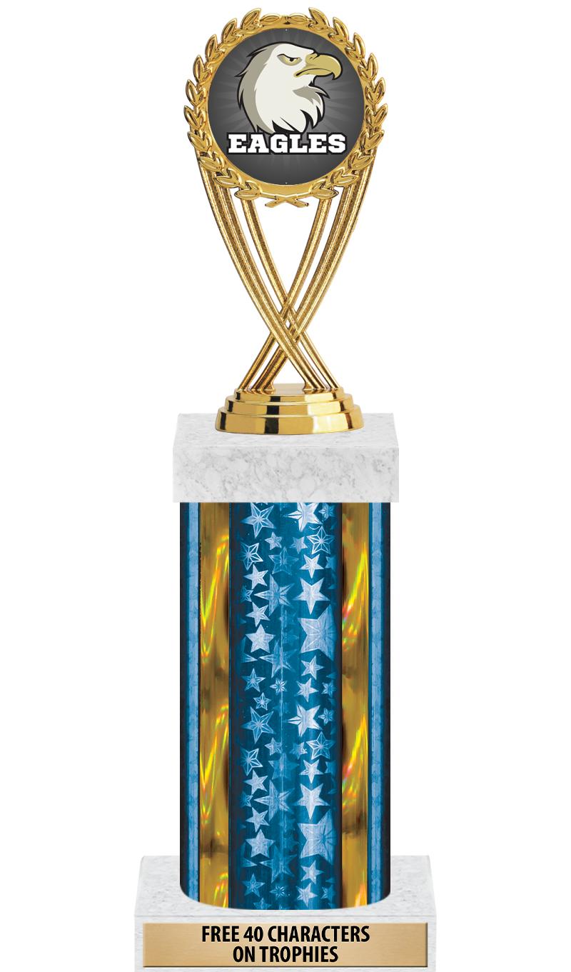 14"BLUE/GD-STARS-GD FIG/SQUARE