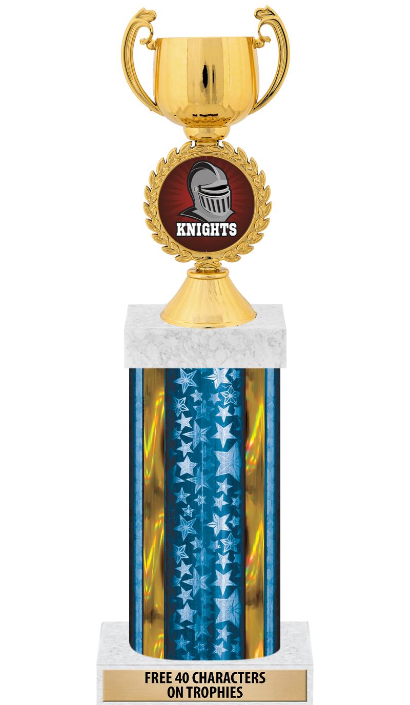 14"BLUE/GD-STARS-GD FIG/SQUARE