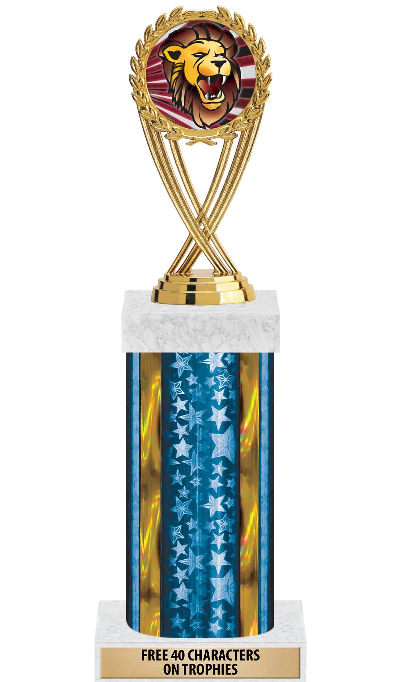 14"BLUE/GD-STARS-GD FIG/SQUARE