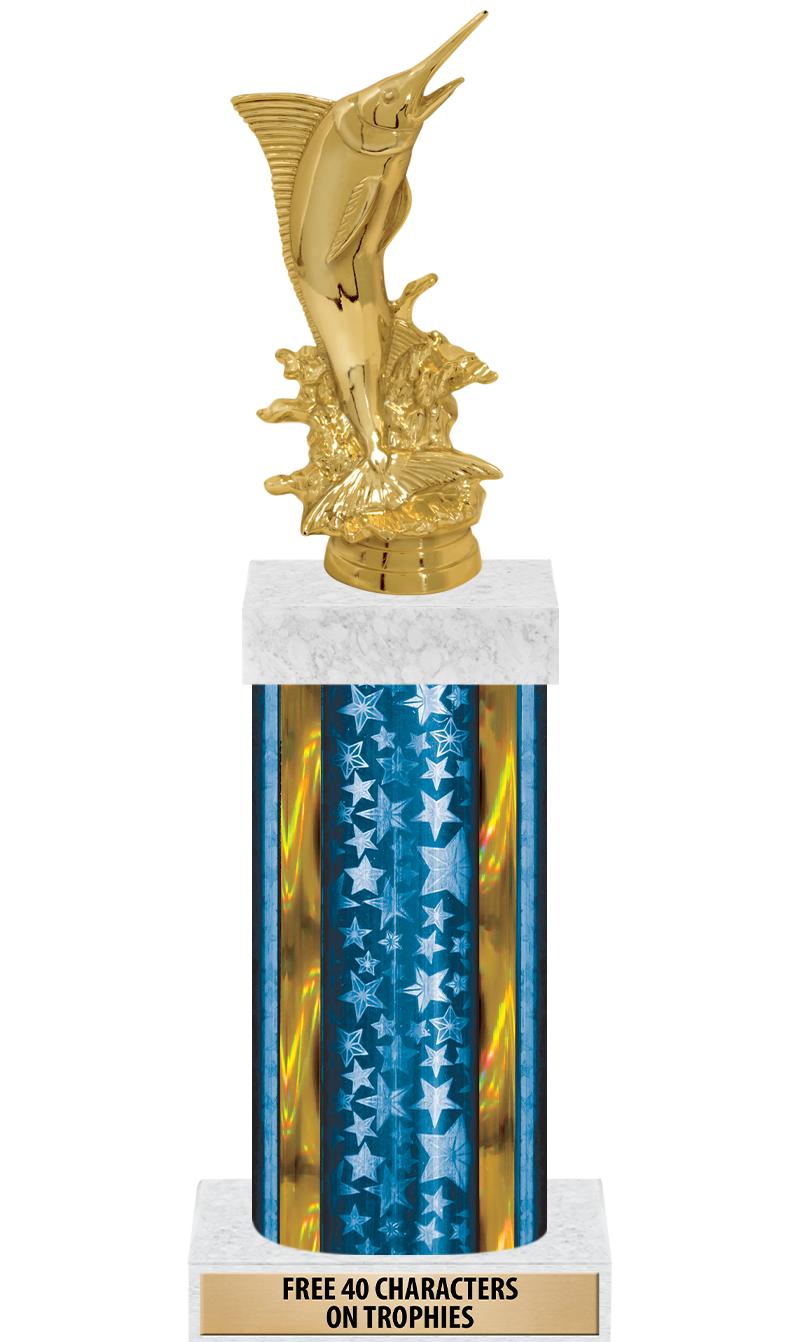 14"BLUE/GD-STARS-GD FIG/SQUARE