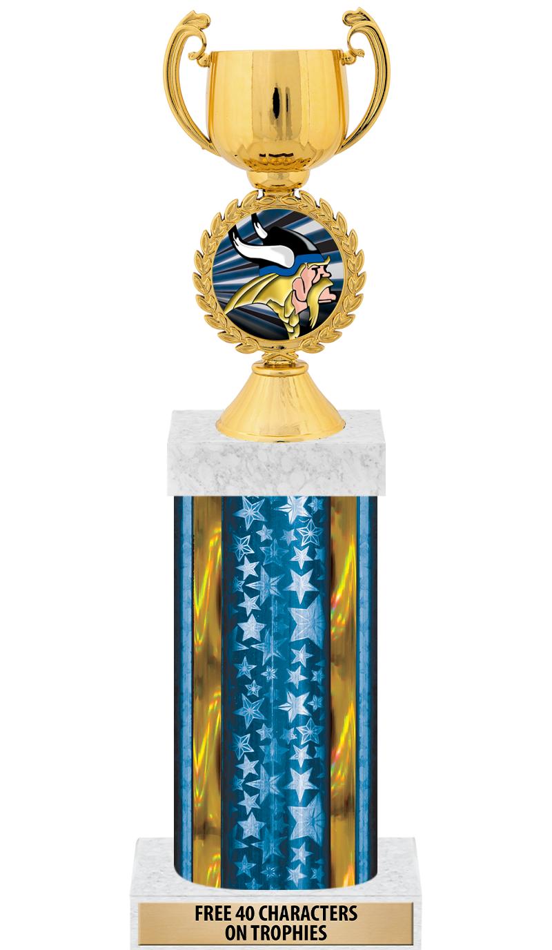 14"BLUE/GD-STARS-GD FIG/SQUARE