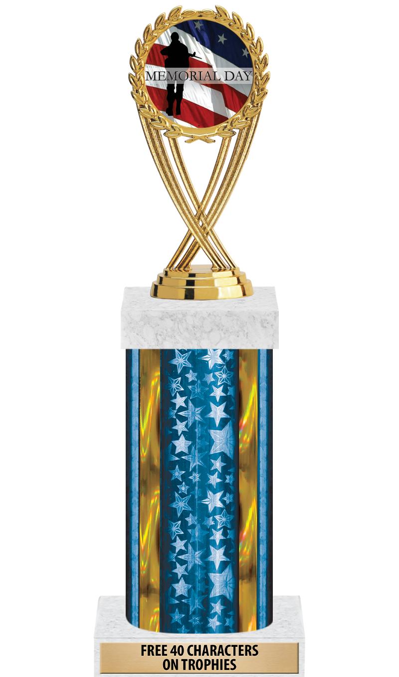 14"BLUE/GD-STARS-GD FIG/SQUARE