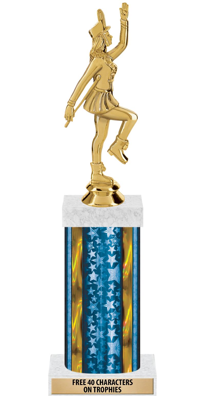 14"BLUE/GD-STARS-GD FIG/SQUARE