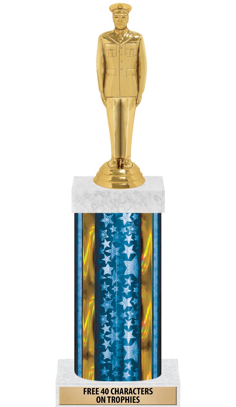 14"BLUE/GD-STARS-GD FIG/SQUARE