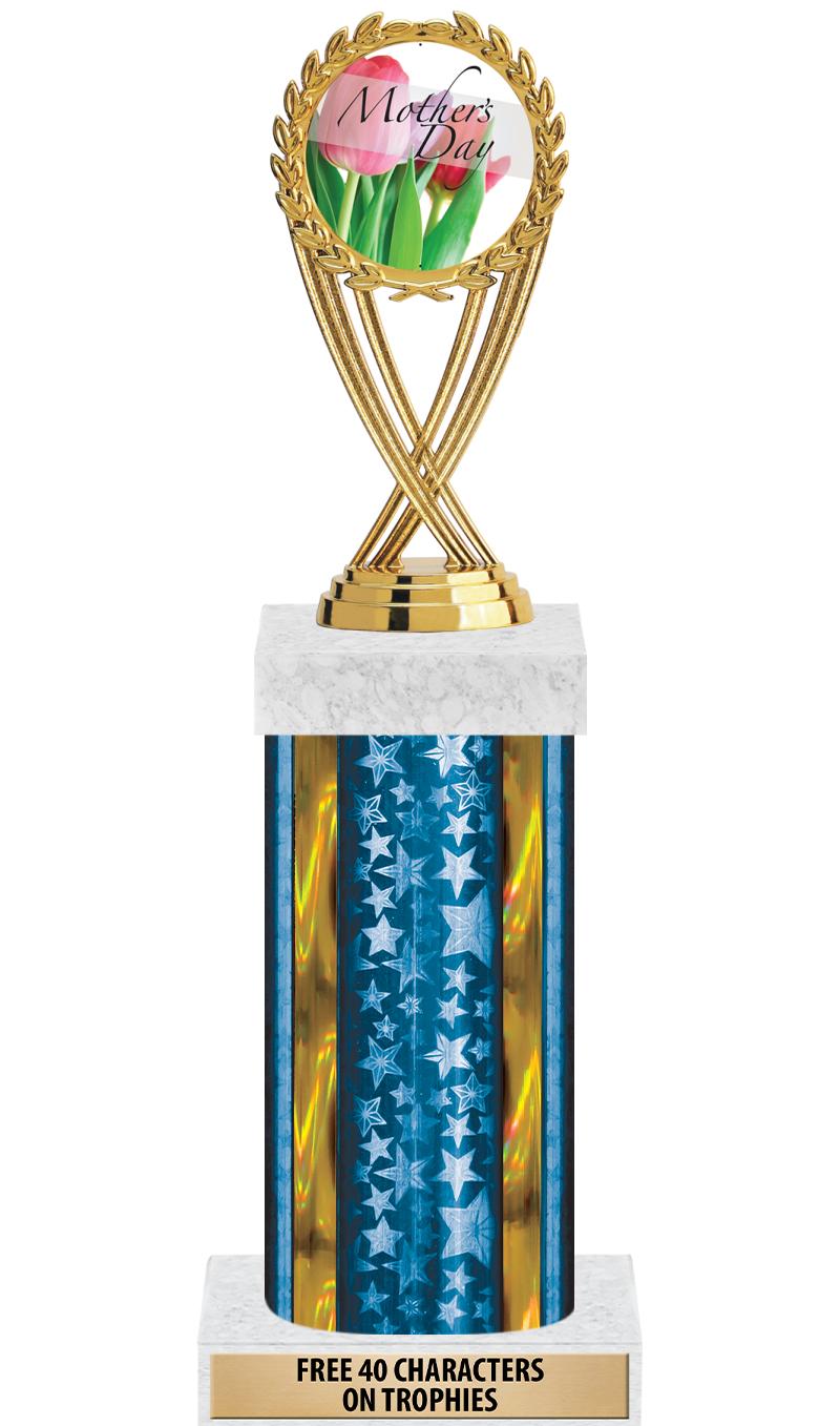 14"BLUE/GD-STARS-GD FIG/SQUARE