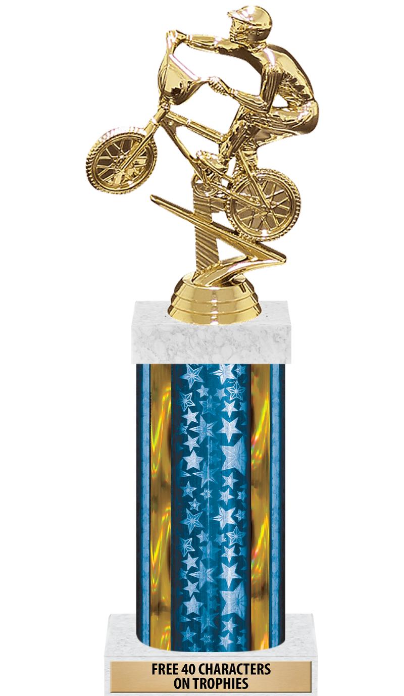 14"BLUE/GD-STARS-GD FIG/SQUARE