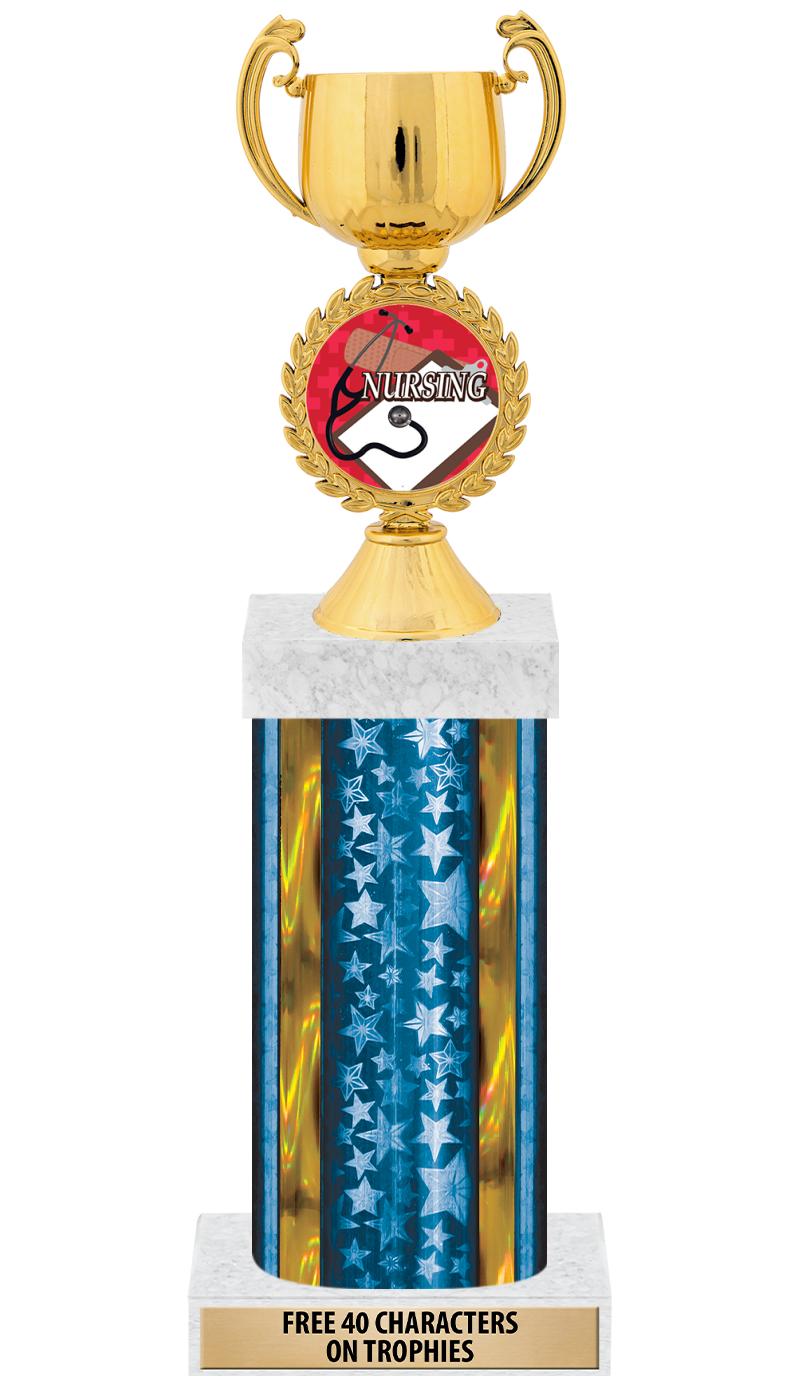 14"BLUE/GD-STARS-GD FIG/SQUARE