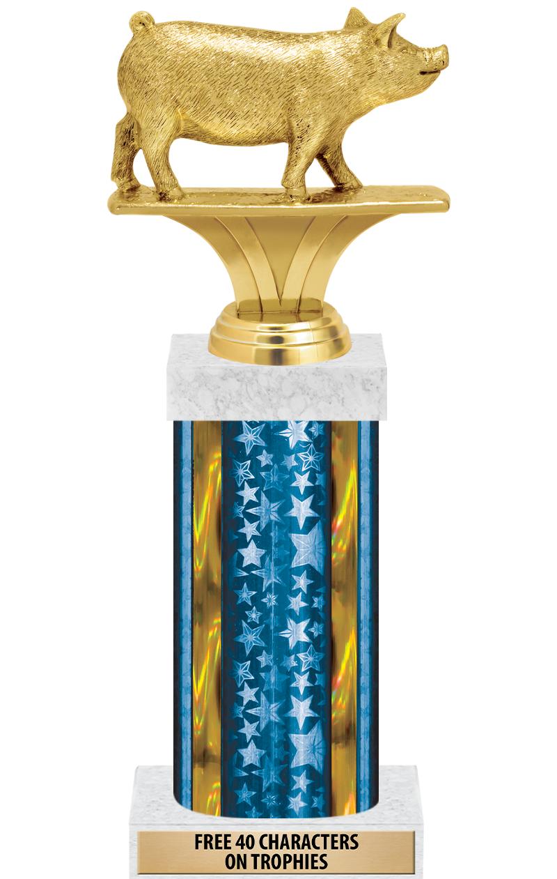 14"BLUE/GD-STARS-GD FIG/SQUARE