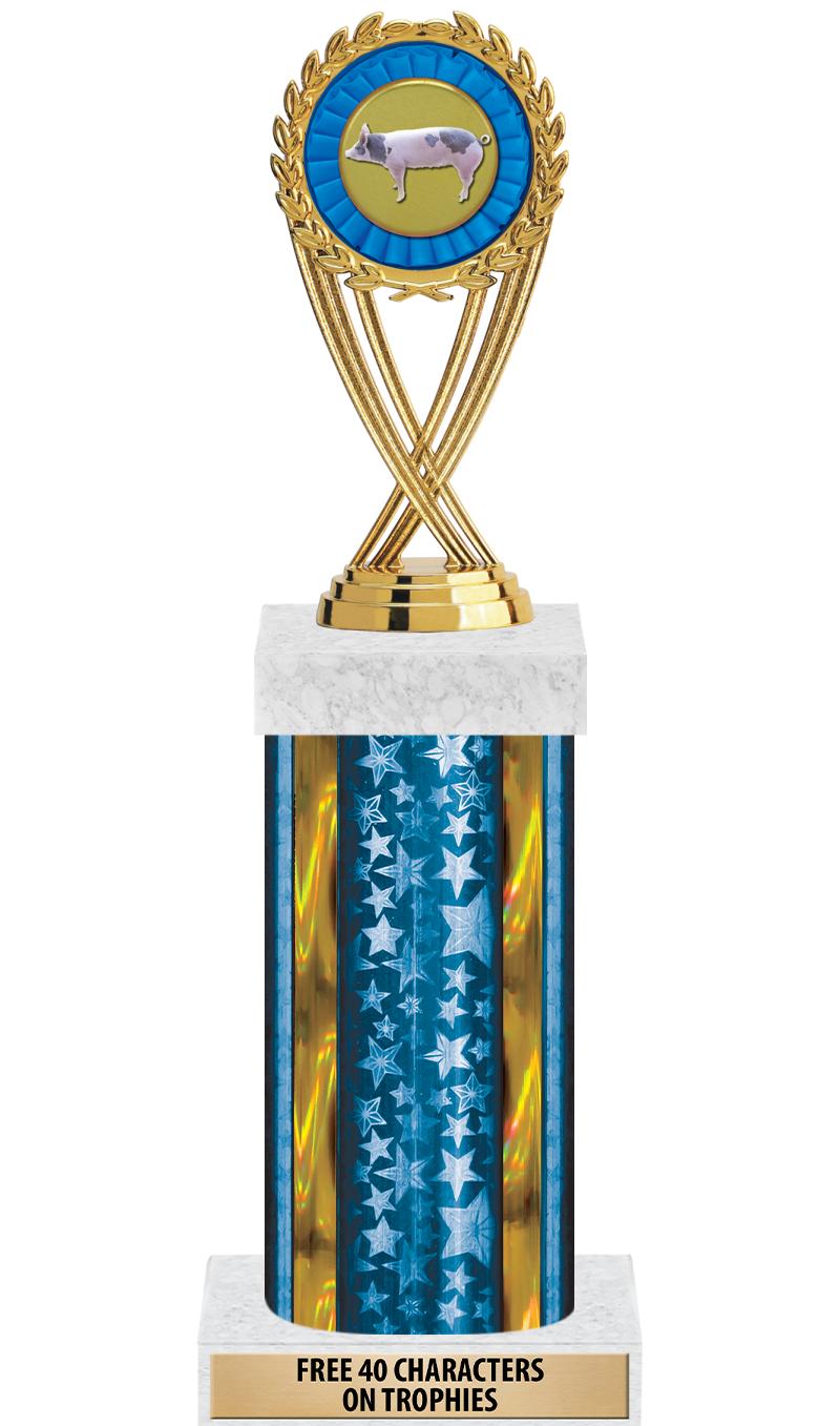 14"BLUE/GD-STARS-GD FIG/SQUARE