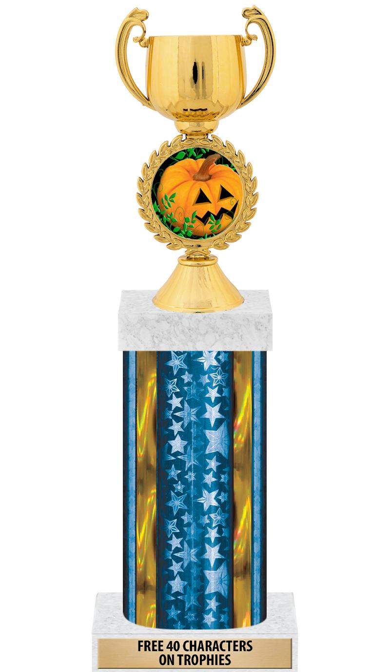 14"BLUE/GD-STARS-GD FIG/SQUARE