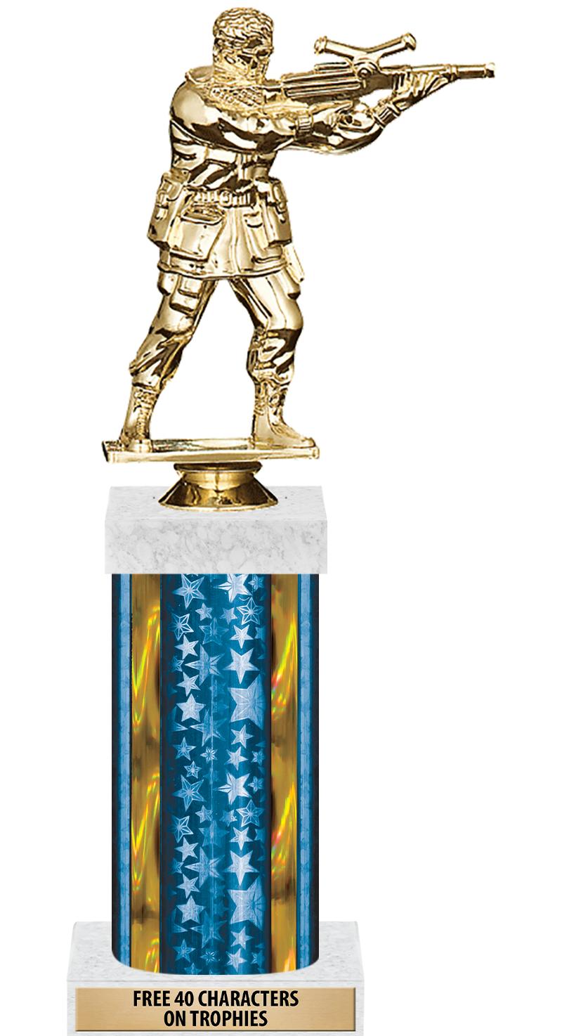 14"BLUE/GD-STARS-GD FIG/SQUARE