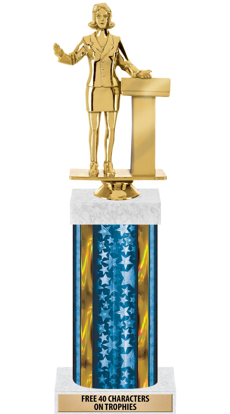 14"BLUE/GD-STARS-GD FIG/SQUARE