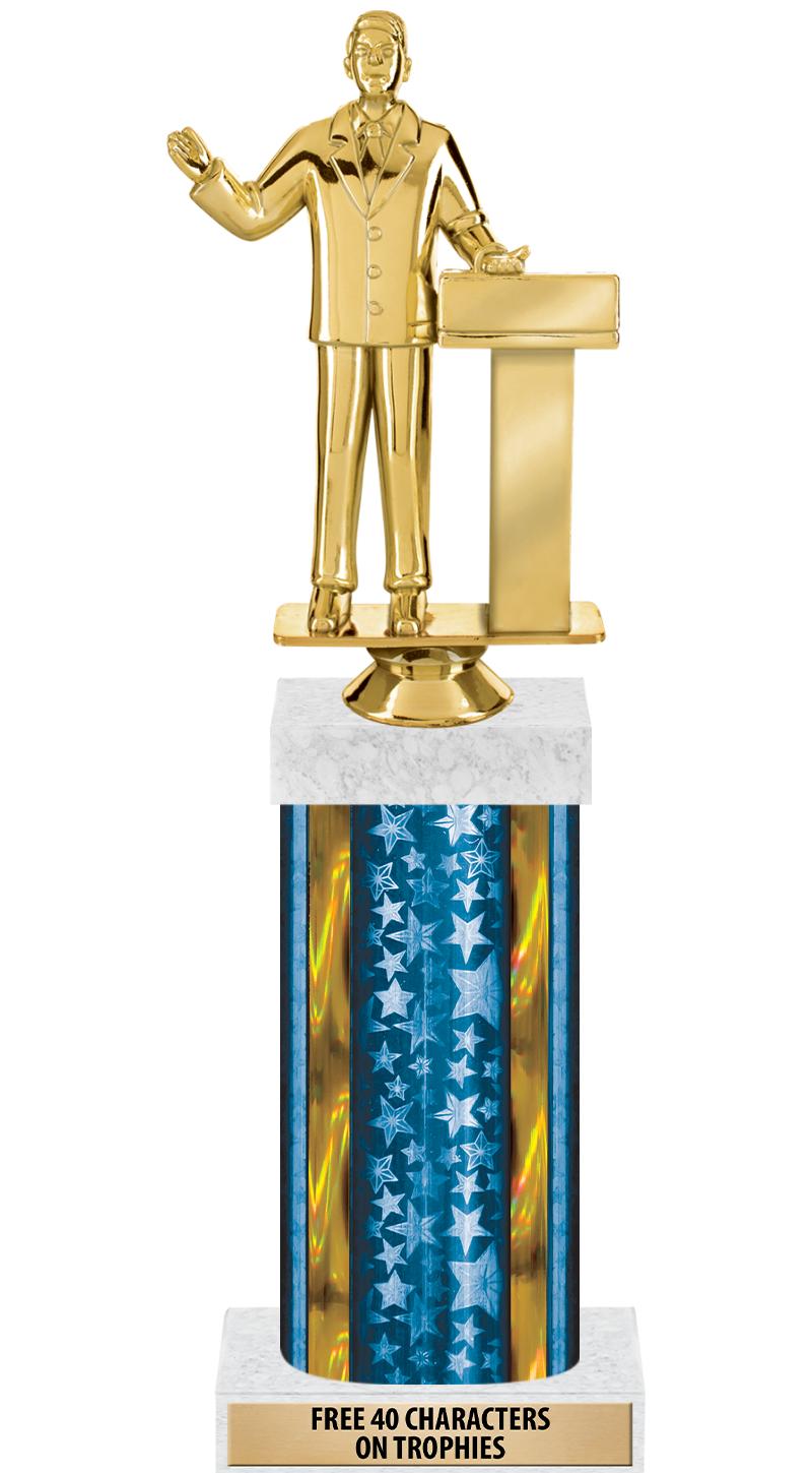 14"BLUE/GD-STARS-GD FIG/SQUARE