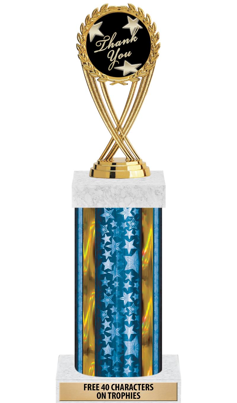 14"BLUE/GD-STARS-GD FIG/SQUARE