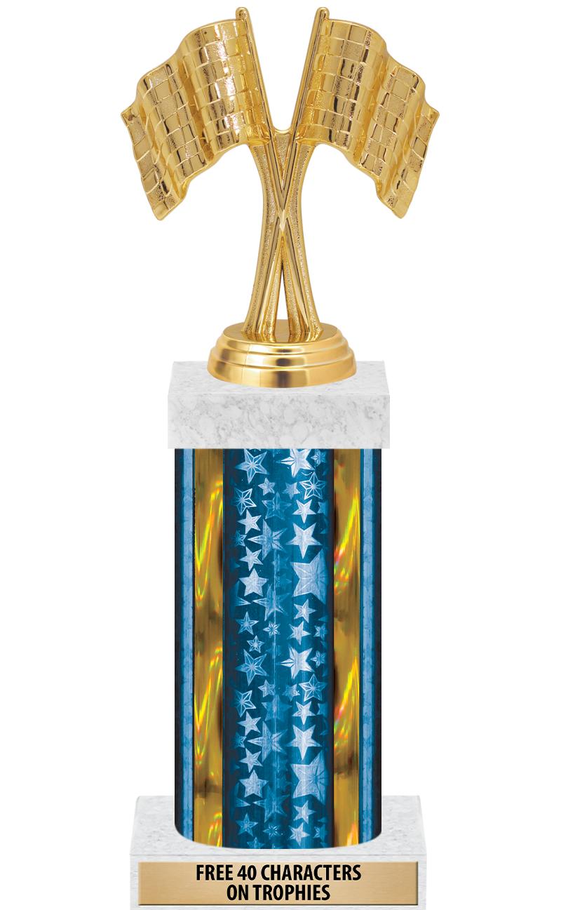 14"BLUE/GD-STARS-GD FIG/SQUARE