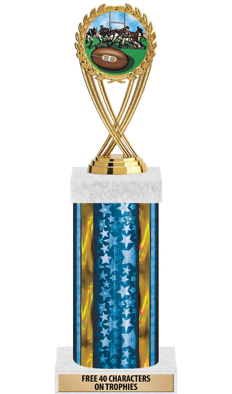 14"BLUE/GD-STARS-GD FIG/SQUARE