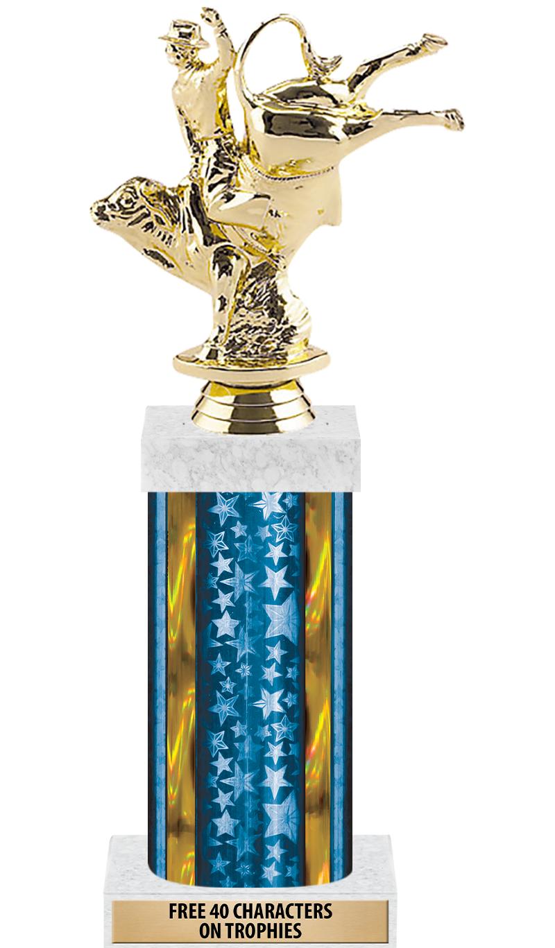 14"BLUE/GD-STARS-GD FIG/SQUARE