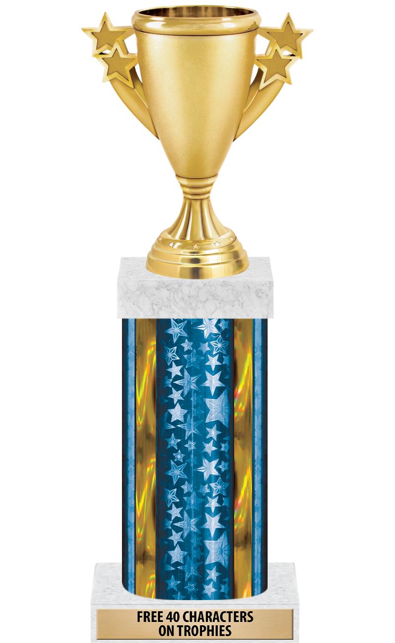 14"BLUE/GD-STARS-GD FIG/SQUARE