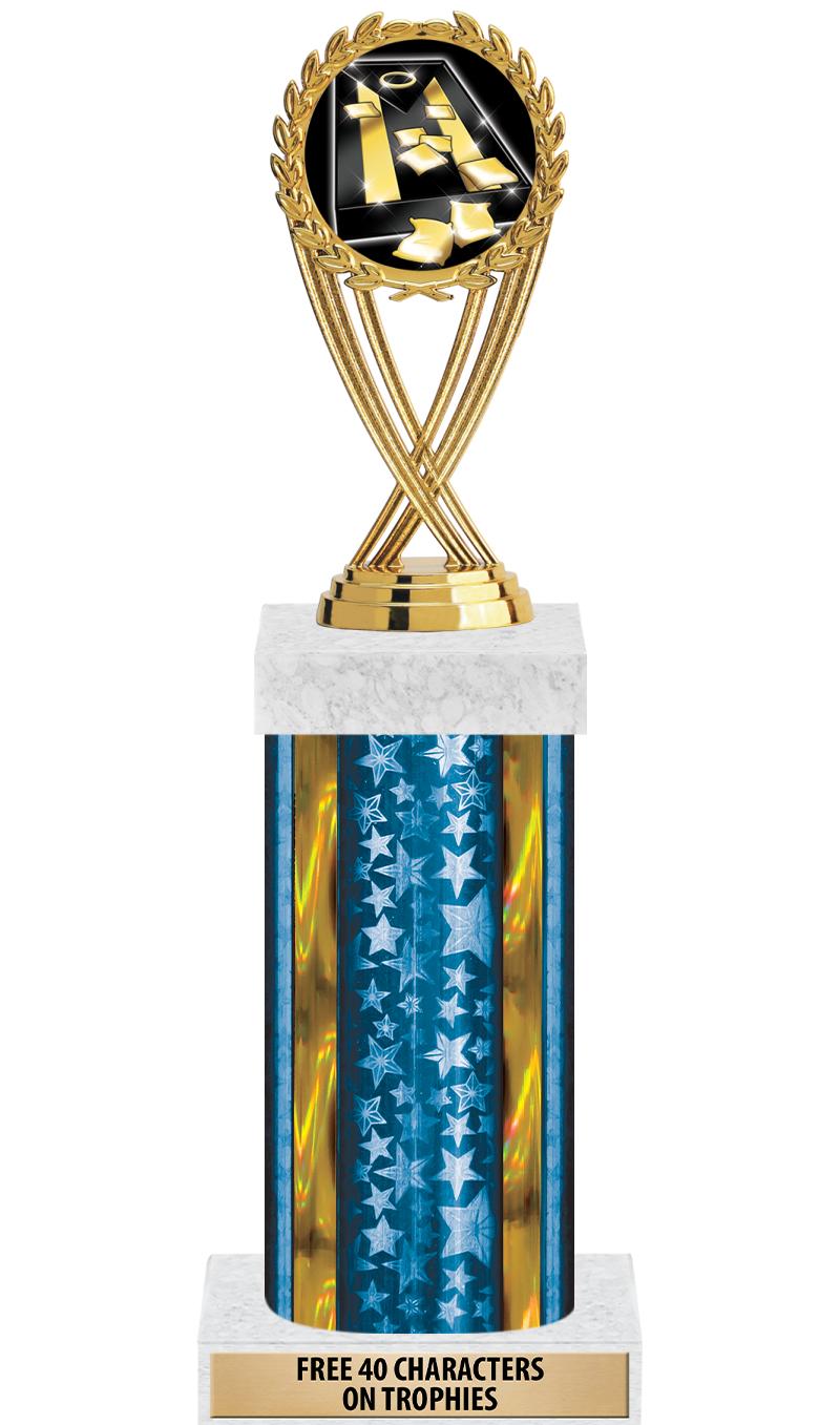 14"BLUE/GD-STARS-GD FIG/SQUARE