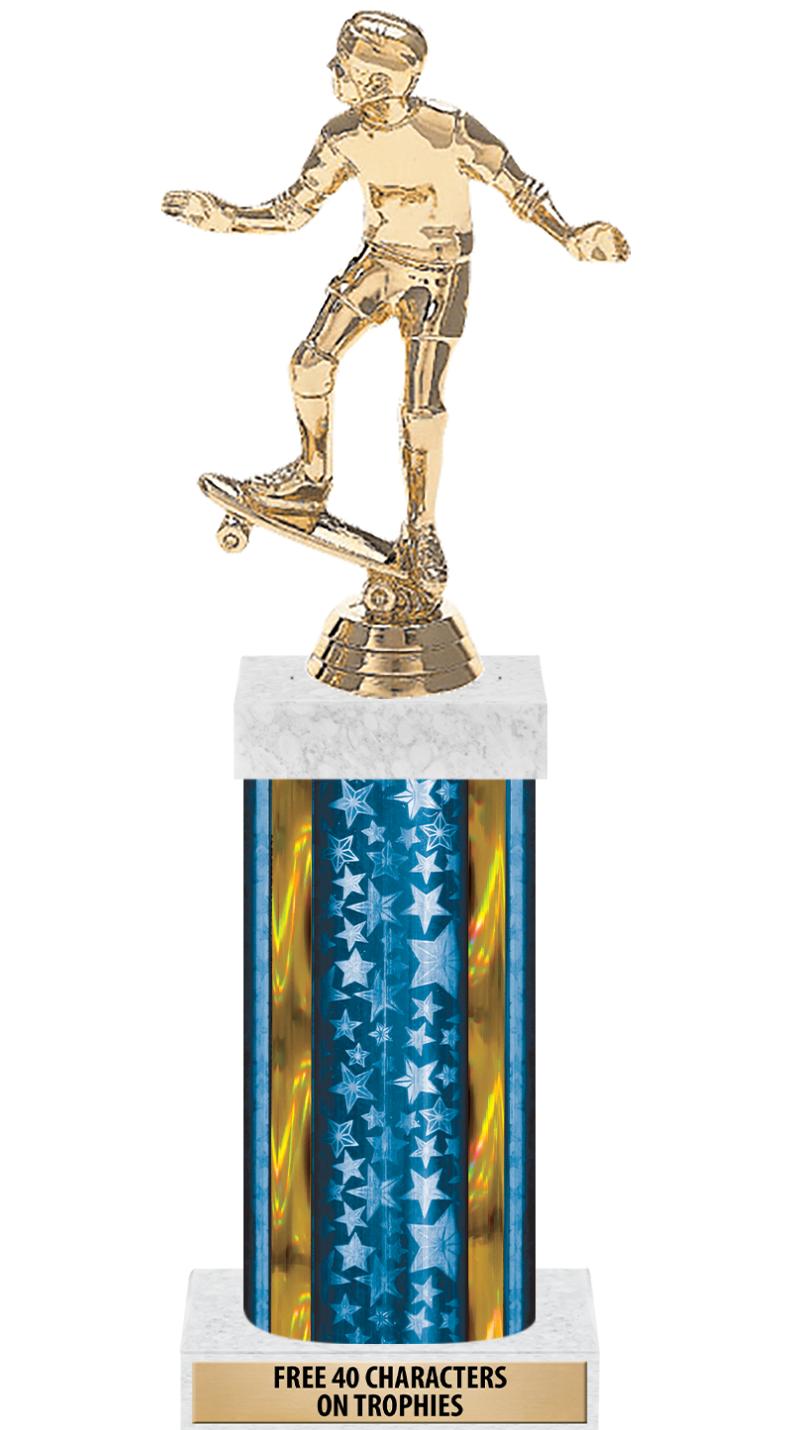 14"BLUE/GD-STARS-GD FIG/SQUARE