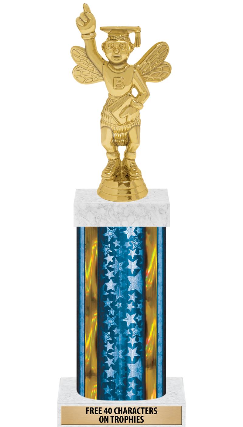 14"BLUE/GD-STARS-GD FIG/SQUARE