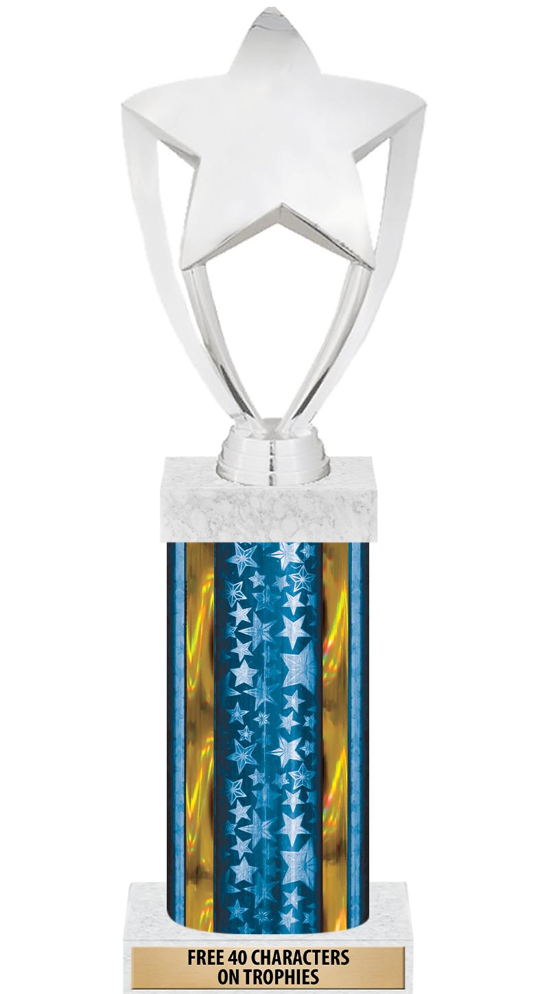 14"BLUE/GD-STARS-GD FIG/SQUARE