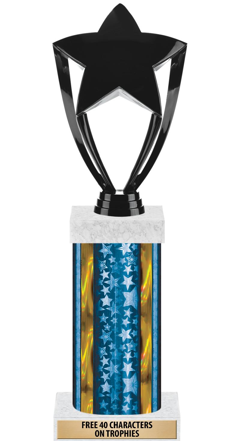 14"BLUE/GD-STARS-GD FIG/SQUARE