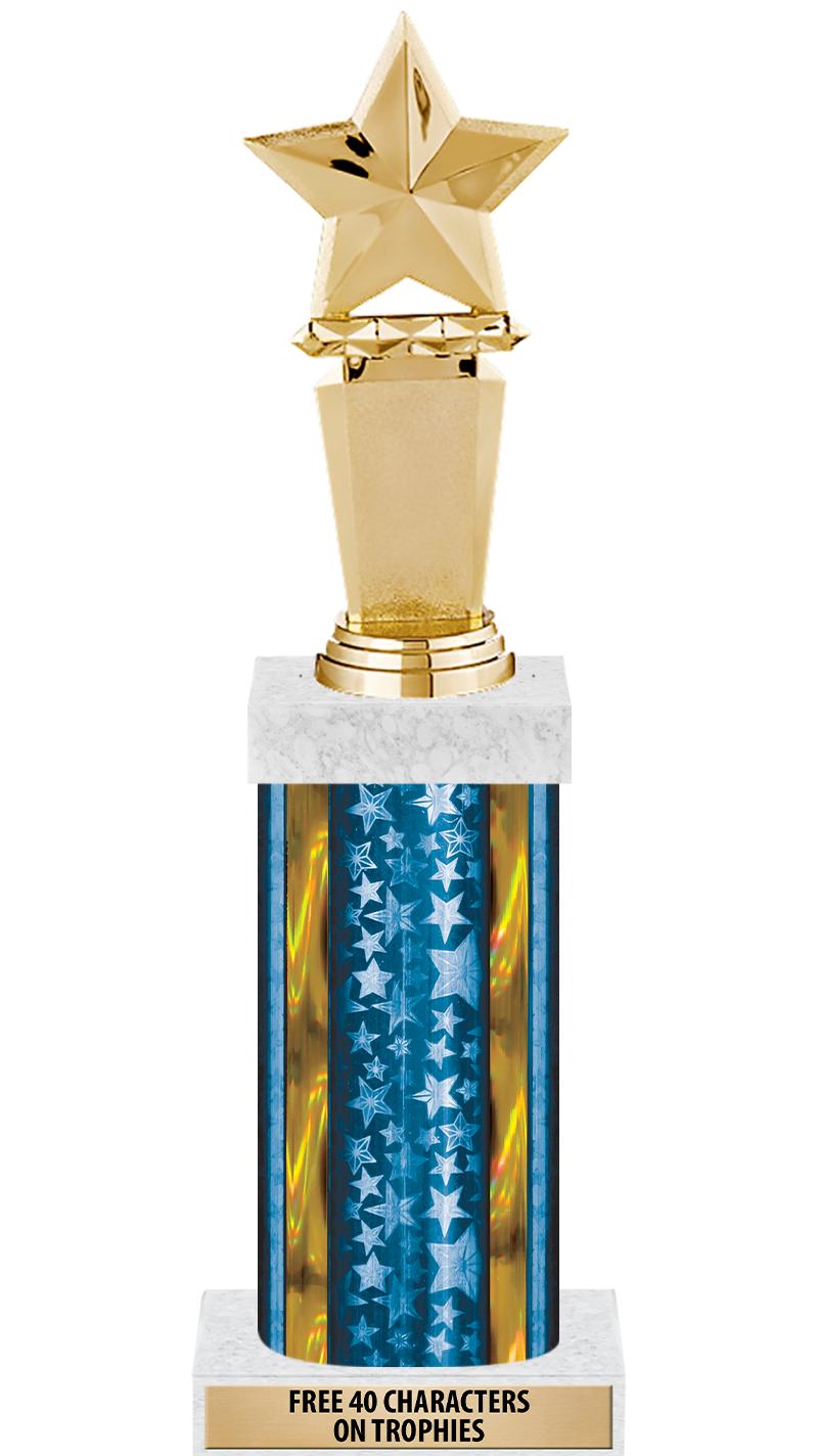 14"BLUE/GD-STARS-GD FIG/SQUARE