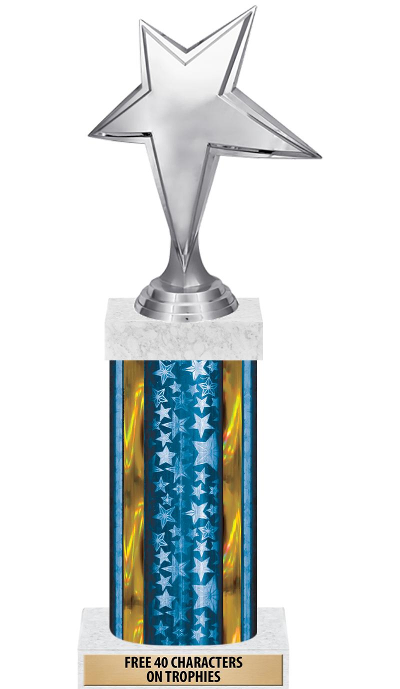 14"BLUE/GD-STARS-GD FIG/SQUARE