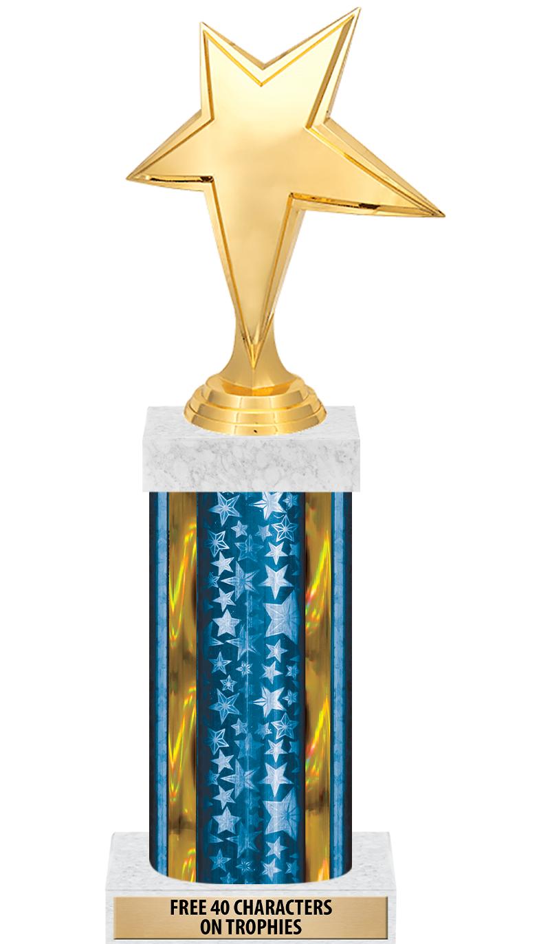 14"BLUE/GD-STARS-GD FIG/SQUARE