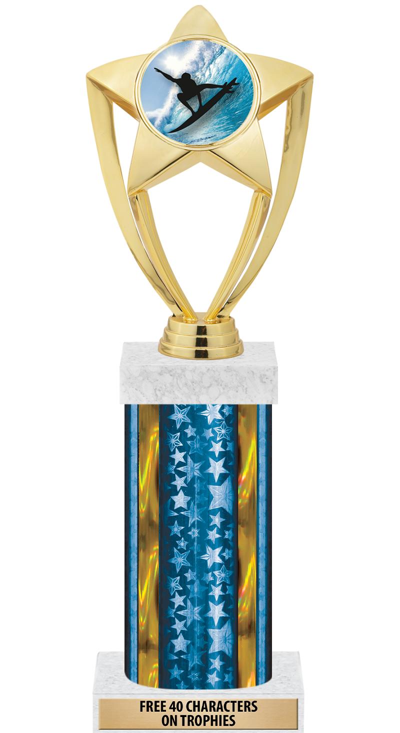 14"BLUE/GD-STARS-GD FIG/SQUARE