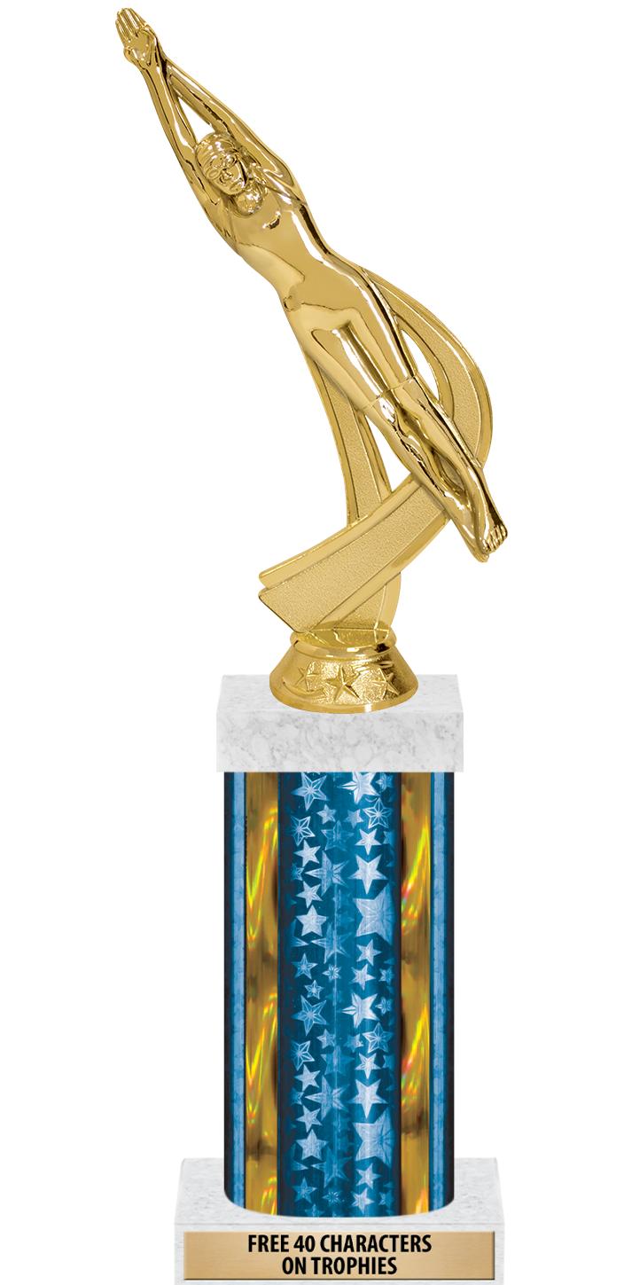 14"BLUE/GD-STARS-GD FIG/SQUARE