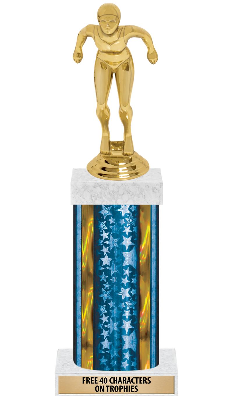 14"BLUE/GD-STARS-GD FIG/SQUARE