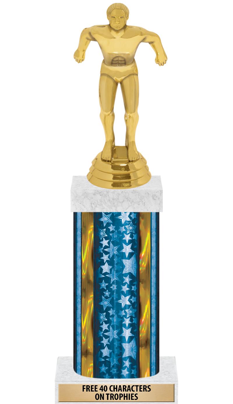 14"BLUE/GD-STARS-GD FIG/SQUARE