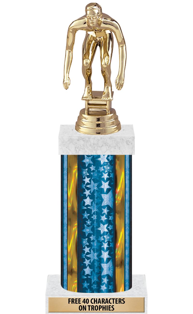 14"BLUE/GD-STARS-GD FIG/SQUARE