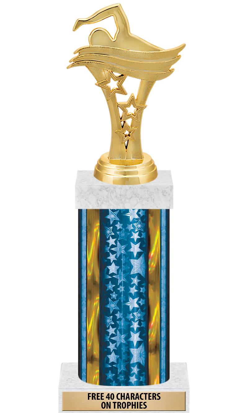 14"BLUE/GD-STARS-GD FIG/SQUARE