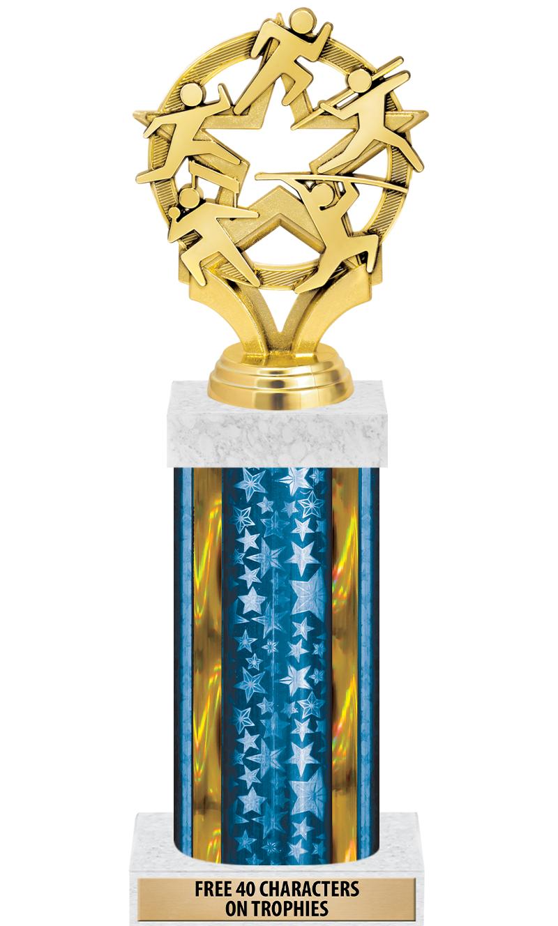 14"BLUE/GD-STARS-GD FIG/SQUARE